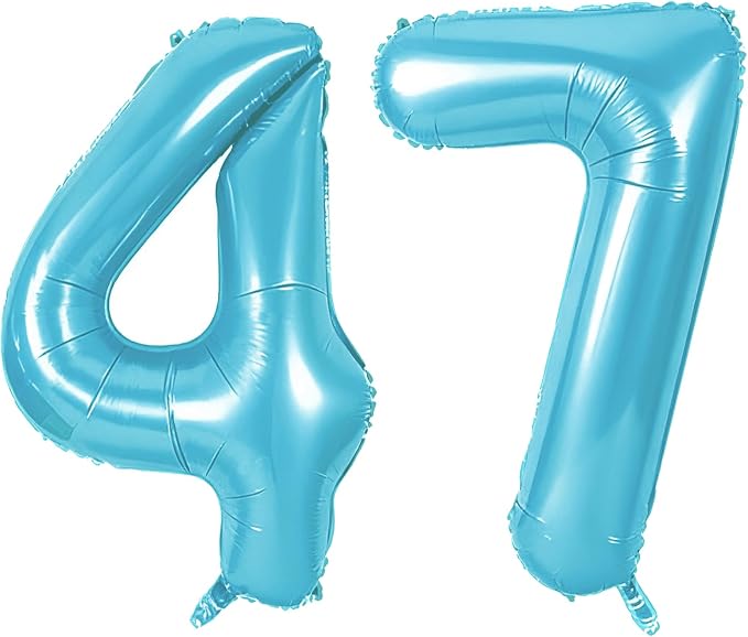 Number 47 Balloons for 47th Birthday Party Decorations, 0-100 Large No.47 by Joycard