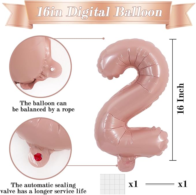 TONIFUL Number Balloon 16 Inch 10Pcs Light Pink 0-9 Birthday Number Ballons | - Image 2