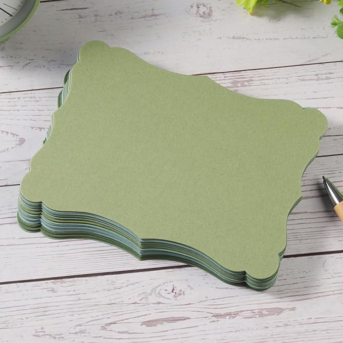 50 Pack Blank Kraft Cards Cardstock Thick Paper Brown Greeting Cards for DIY Gift Card Menus, Baby Shower and Wedding Invitations (Green, 5 Colors, 5x7IN)
