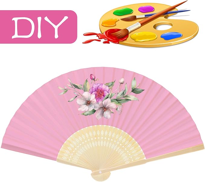 FEPITO 20 Pieces Handheld Pink Paper Fan | Paper Folding Fans - Image 4