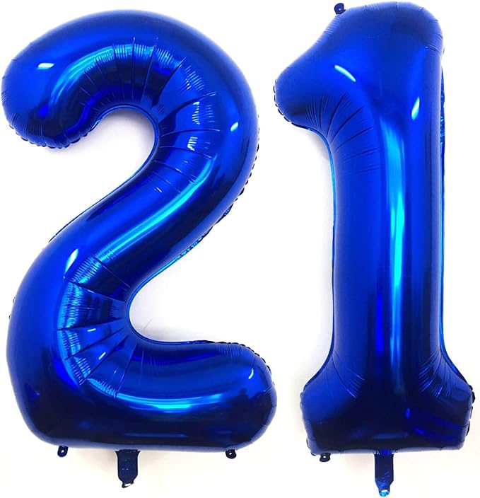 40 Inch Navy Blue 21 Number Balloons Giant Jumbo Huge 12 or 21 Foil Mylar by LHOAVWE
