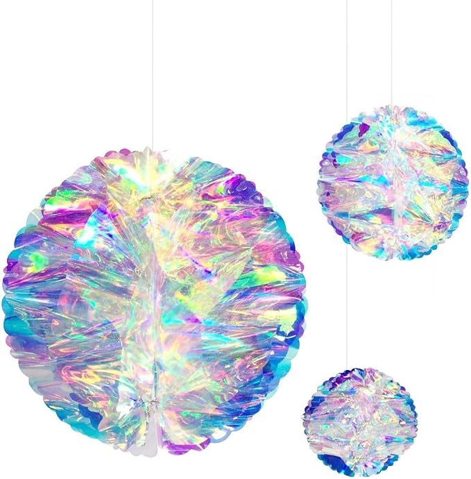 Hanging Decorations Iridescent Honeycomb Ball Foil Ceiling Hanging Ornaments by Blukey