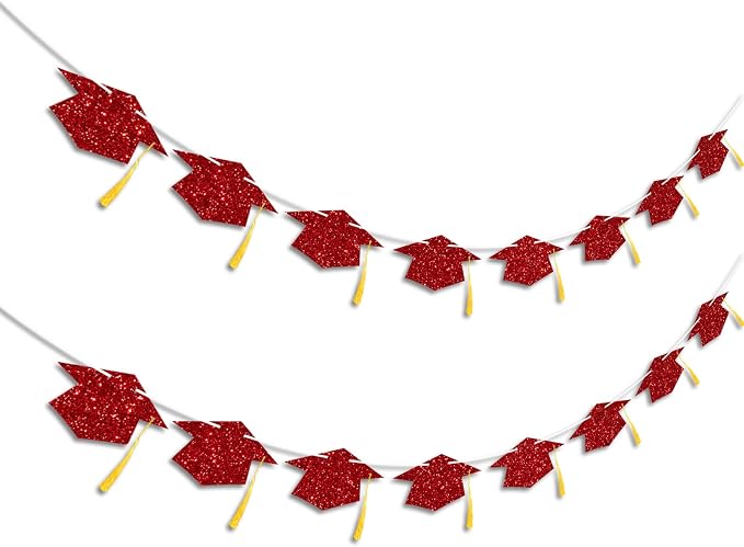 Graduation Decorations Class of 2026 Red Graduation Cap Banner - Image 2