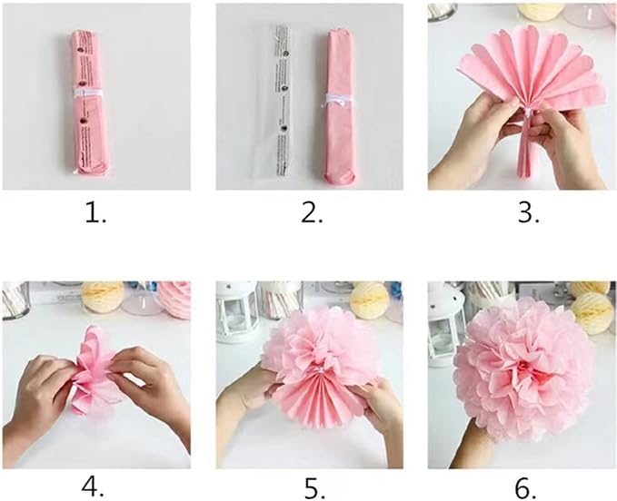 BRZIKWT 12 Pcs White Gold Tissue Paper Pom Poms - Image 6