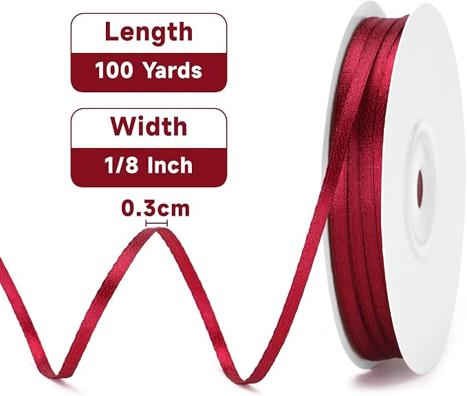 KINGLAKE Burgundy Satin Ribbon - Image 2