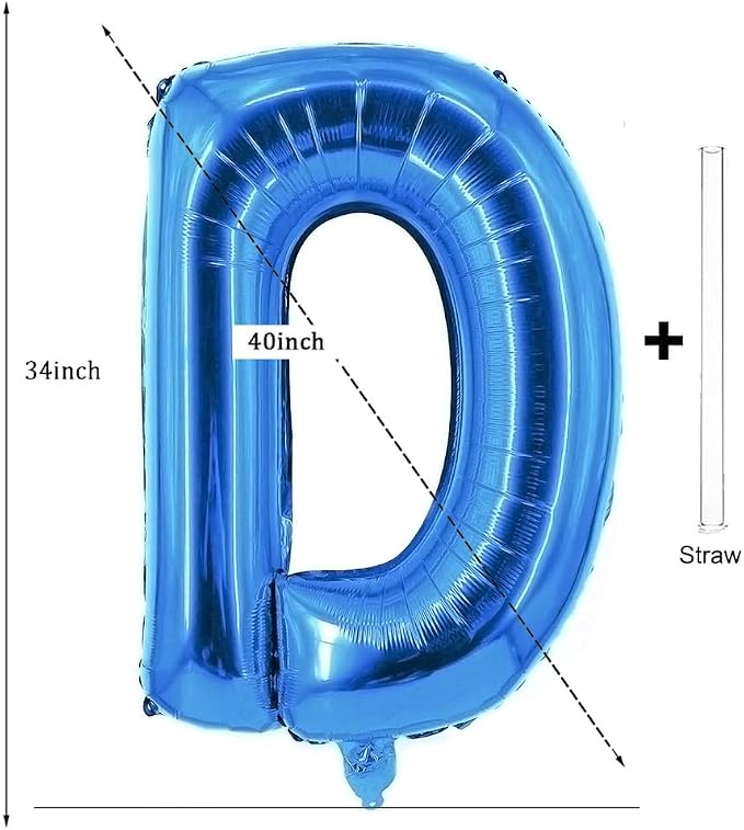 Letter Balloons 40 Inch Blue Giant Alphabet Balloons Letter D | Foil Mylar Big - Image 2