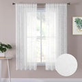 Tollpiz Leaves Sheer Curtains White Leaf Embroidery Bedroom Curtain Rod Pocket by Tollpiz