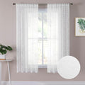 Tollpiz Leaves Short Sheer Curtains White Leaf Embroidery Bedroom Curtain Rod by Tollpiz