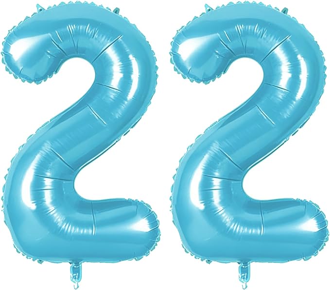 Number 22 Balloons for 22nd Birthday Party Decorations, 0-100 Large No.22 by Joycard