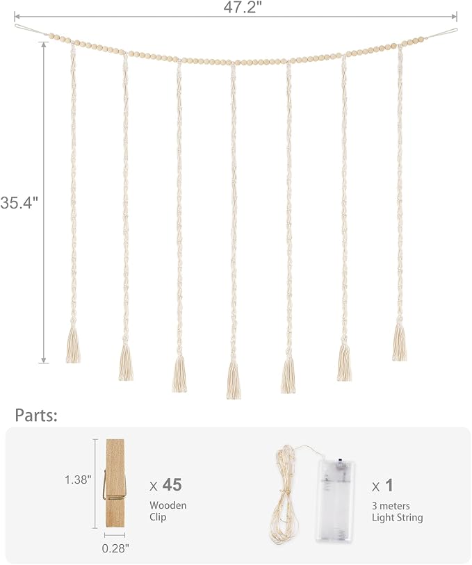 Mkono Hanging Photo Display, Boho Macrame Wall Decor - Image 6