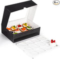 VGOODALL 12 Count Cupcake Boxes, 6PCS Halloween Cupcake Holder with Window Black Pastry Boxes for Birthday Holiday Halloween Party Bakery Supplies