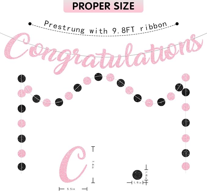 Pink Congratulations Banner Sign Prestrung Congrats Banner Garland - Image 3