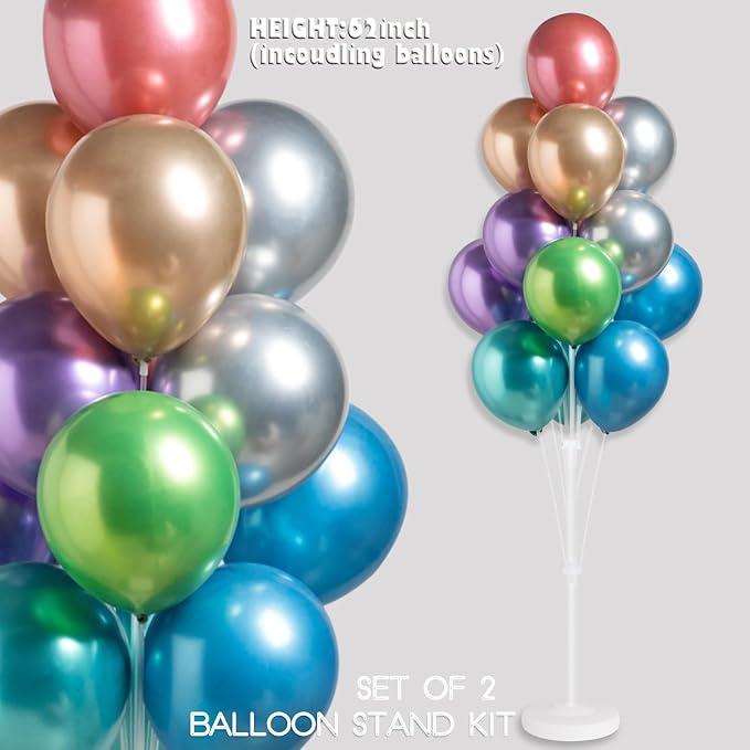 Metallic Balloon Tower Kit for Floor Set of 2 Base&Pole Decor for Shower Party - Image 7