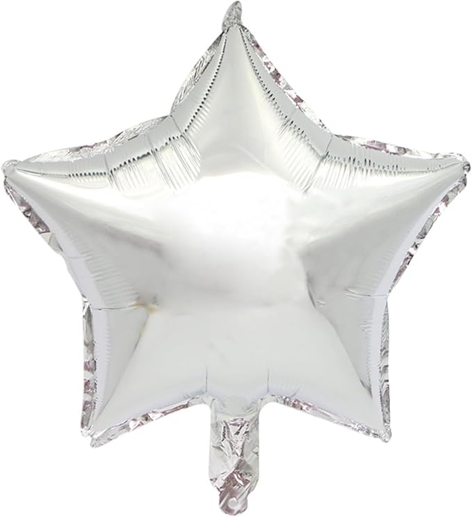 MEETINGU Silver 18 Inch Foil Mylar Star Balloons 10PCS Party Decorations | - Image 5