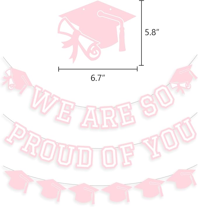 We Are So Proud Of You Banner Graduation Party Decorations Congrats Grad Cap - Image 2