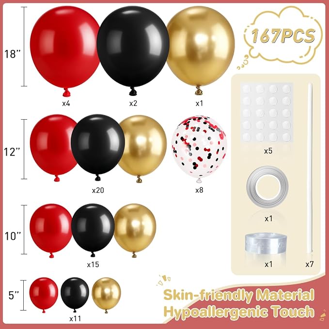 Red Black Gold Balloons Garland Arch Kit - Image 2