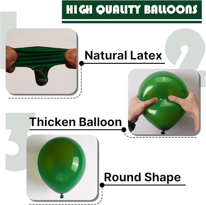 PartyWoo Dark Green Balloons 101pcs Emerald Hunter Forest Green Color | 12 Inch - Image 9