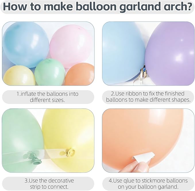 Pastel Balloon Arch Kit, Pastel Rainbow Balloon Arch Kit, Party Decor | Red - Image 3