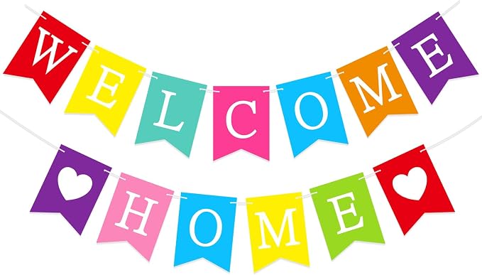 Yeaqee Welcome Home Banner Welcome Back Home Decorations 2 Hearts Sign by Yeaqee