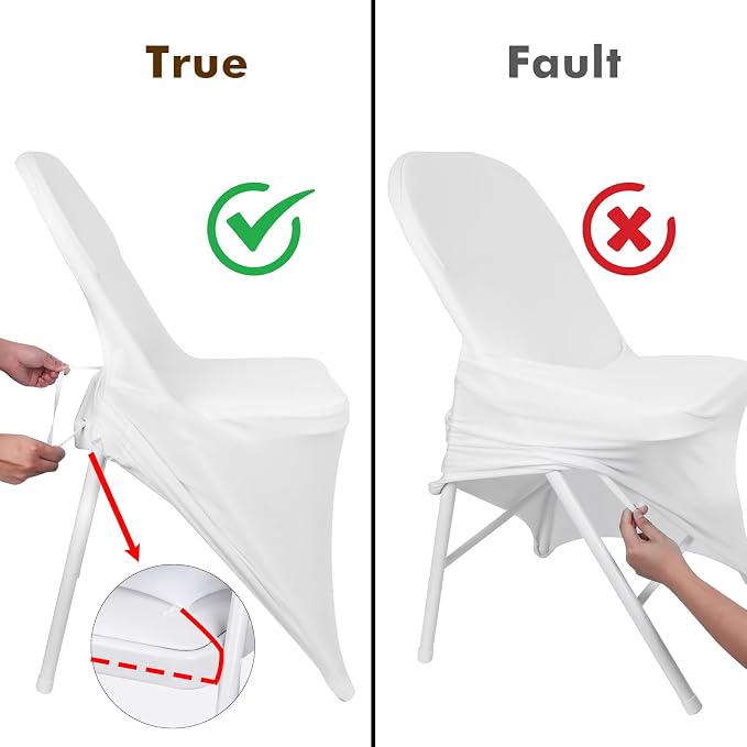 Fixwal 36 Pcs White Folding Chair Covers Spandex Stretch Slipcover | Spandex - Image 7