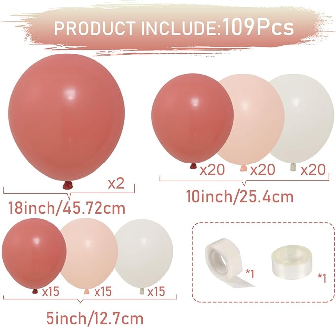 Retro Blush Pink Balloon Arch Kit Boho Pastel Pink Balloons Party Decor | Dusty - Image 4