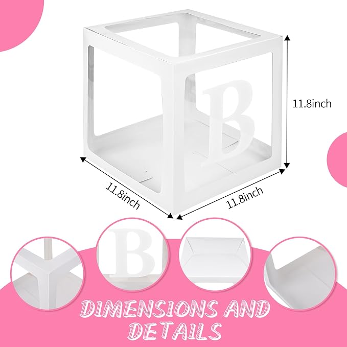 Baby Boxes with 4 Letters, 40 Pink Balloon - Image 3