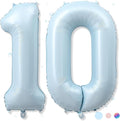40 Inch 10 Balloon Number, Large Pastel Matte Baby Blue Foil Number 10 Balloons by Froova