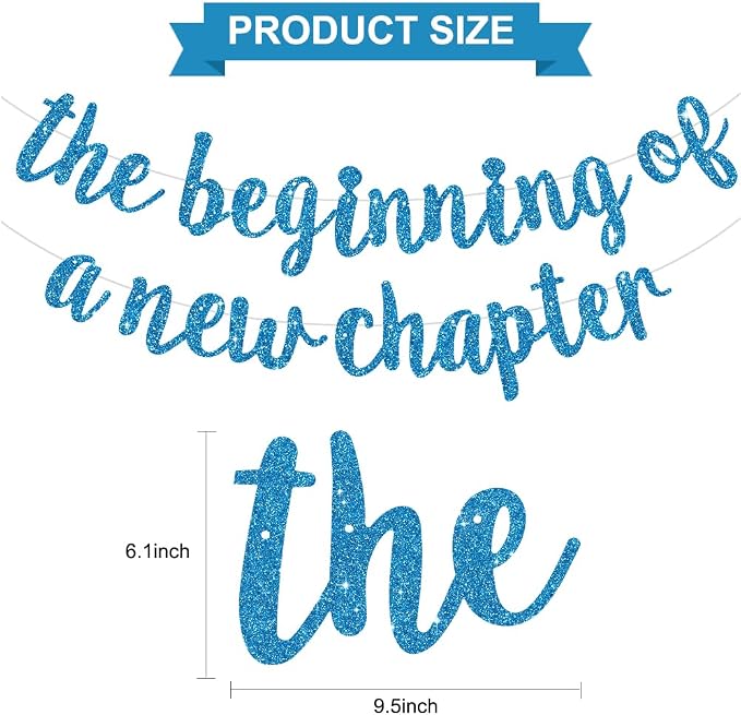 BEISHIDA Sky Blue Pre-Strung Glitter The Beginning of A New Chapter Banner | - Image 2