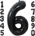 40 Inch Black Number 6 Balloons Helium Giant Black 6 Balloons by LHOAVWE