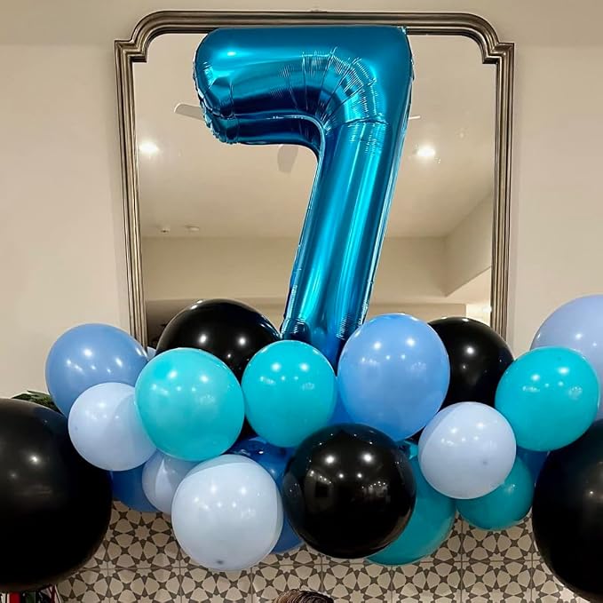 40 Inch Blue Number Balloon 7, Large Number Foil Balloons Mylar - Image 4