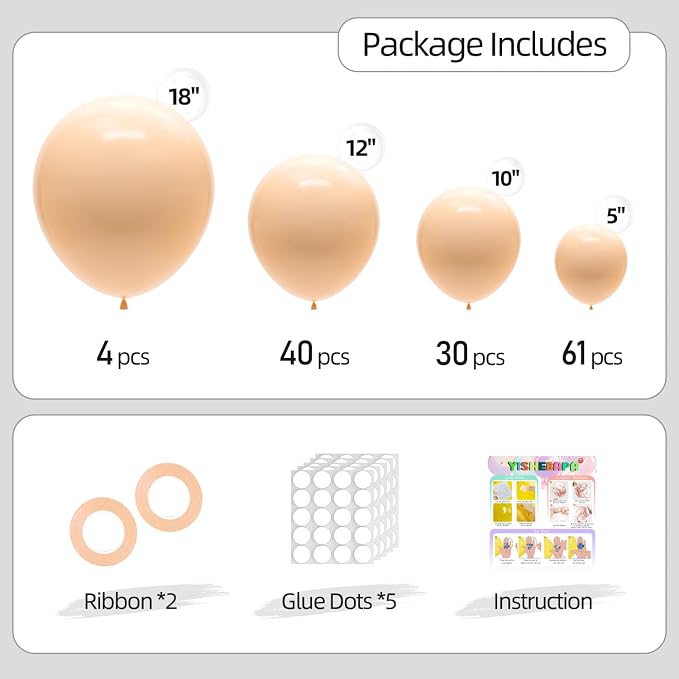 Nude Balloons Different Sizes 135pcs 18 12 10 5 Inch Light Brown Balloon Arch - Image 2