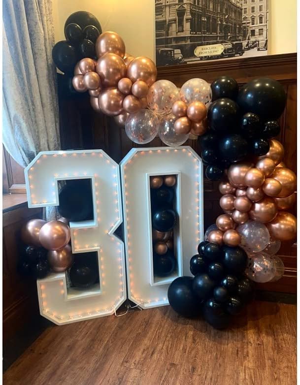 Rose Gold and Black Balloons Garland Arch Kit 100PCS | Metallic Chrome Black - Image 6