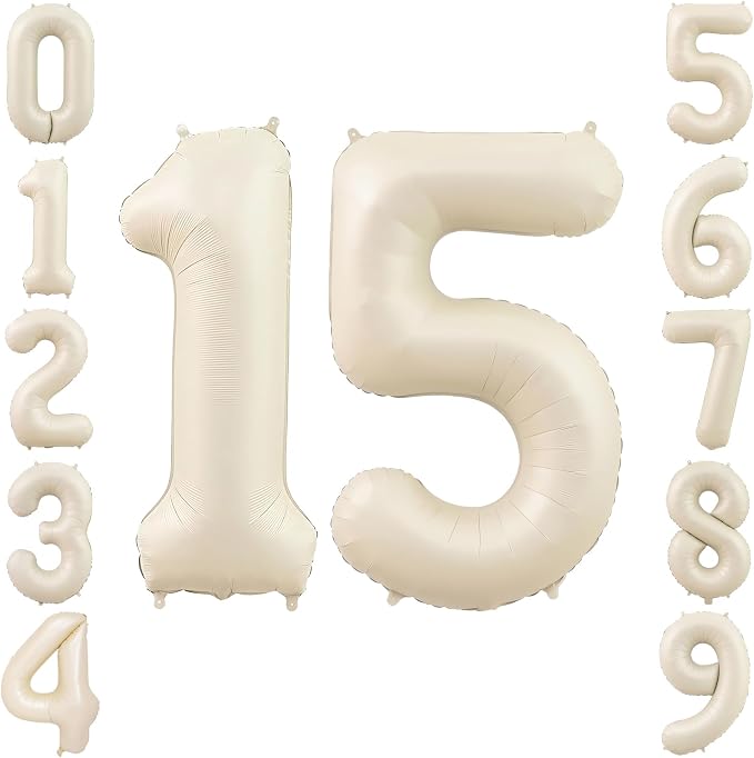 40" Beige Foil Number 15 Balloon by TNCDJKPA