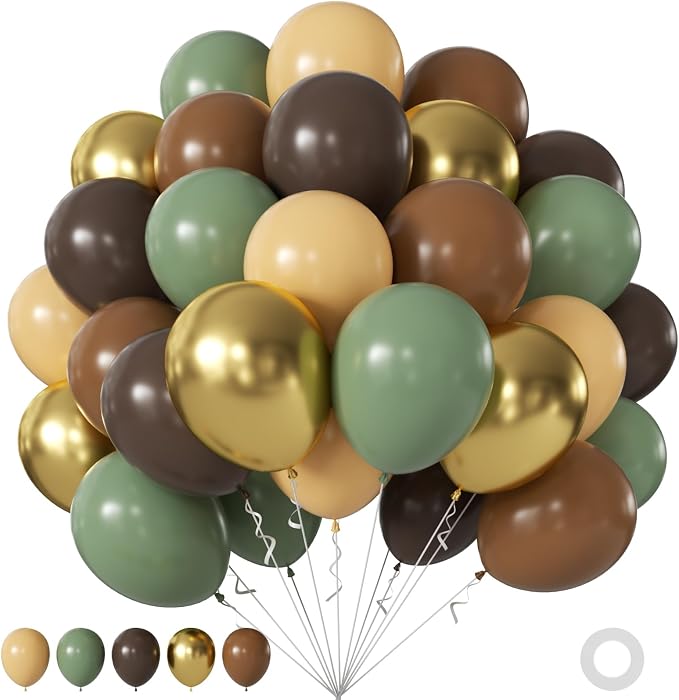 Green and Brown Balloons for Woodland Baby Shower Birthday Party Decoration | by JOYFLOAT