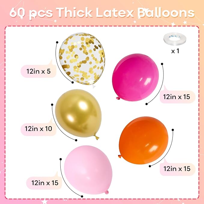 HILAVO Pink and Orange Balloons 12 Inch Pastel Hot Pink Orange Latex Balloon - Image 2