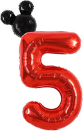 40 Inch Red Foil Number 5 Balloon by Vuzvuv