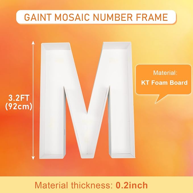 Marquee Letters 3FT Tall Mosaic Balloon Frame Pre-Cut Foam Board Letter M | - Image 2