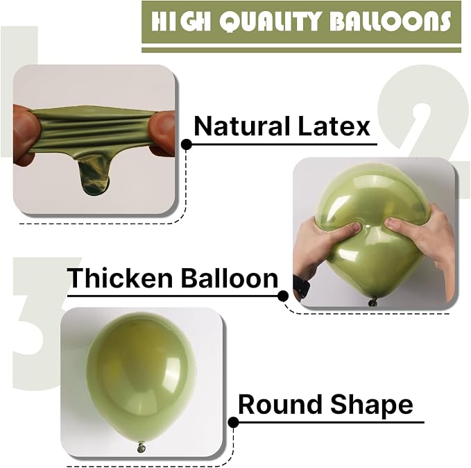 PartyWoo Sage Balloons 50pcs Small Mini Matte Boho Olive Balloons 5 Inch | - Image 8