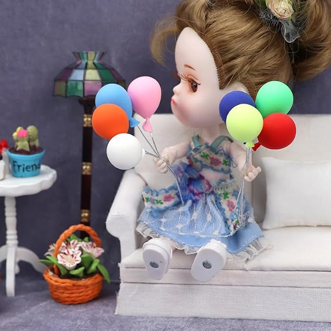 Miniature Balloon Set for Dollhouse, 1:12 Scale, 8 Pieces, 0.8 Inch Height - Image 3