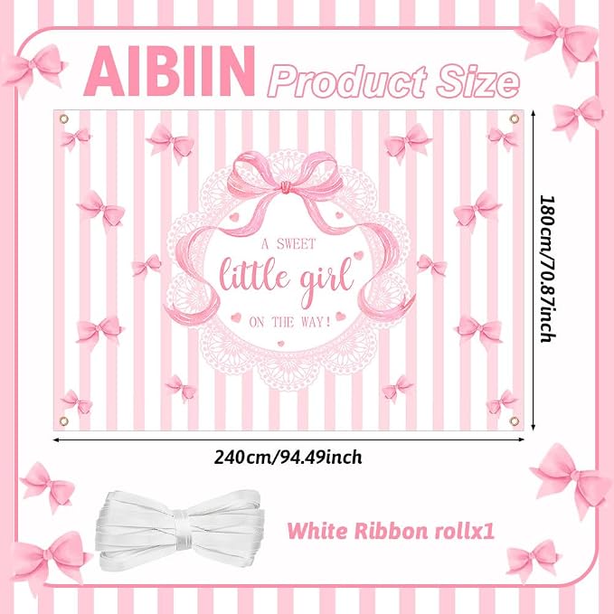 AIBIIN A Sweet Little Girl is on The Way Photography Background Pink Bow Girls - Image 2