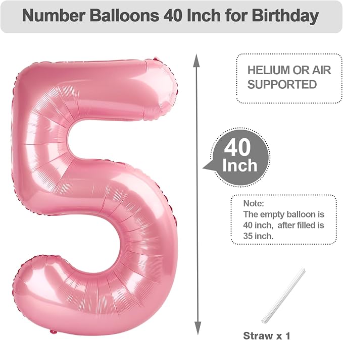 Numbers 14 Balloon 40Inch Pearl Pink Balloon - Image 5