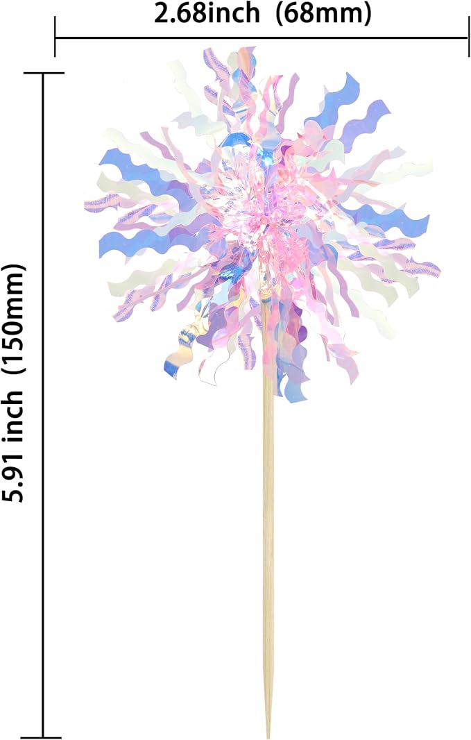 Gyufise 30Pcs Foil Firework Cupcake Toppers Sparkle Tinsel Cake Toppers Tinsel - Image 2