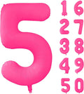 Fluorescent Rose Red Number Balloon 40 inch Giant Foil Helium Balloons Pink by Yeodong