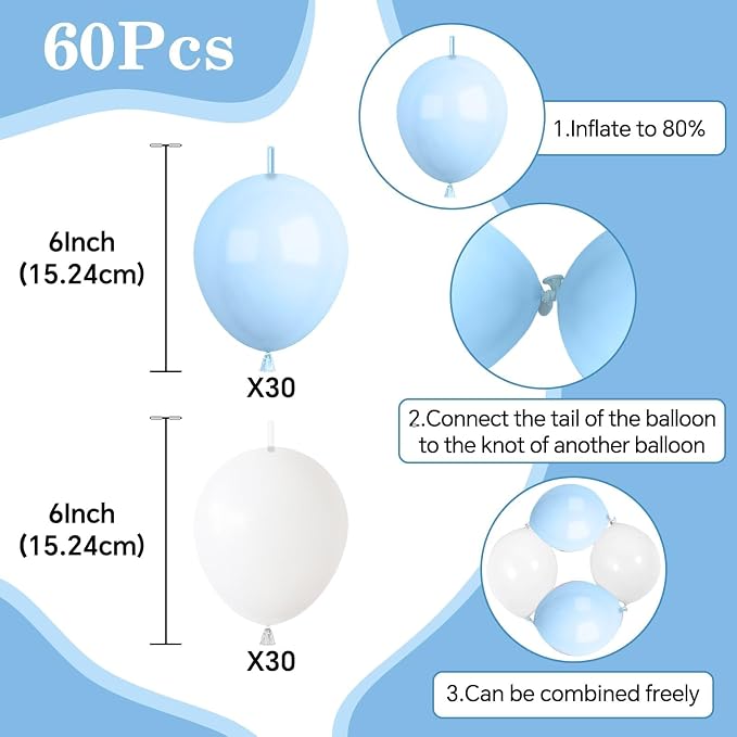 Blue White Link Balloons - Image 2
