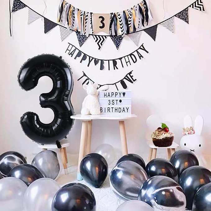TONIFUL 40 Inch Black Foil Number 0 Balloon, Milestone Birthday Decorations | - Image 6