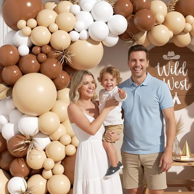 Neutral Balloon Garland Arch Kit 166Pcs, Boho Brown White Nude Balloon Arch - Image 5