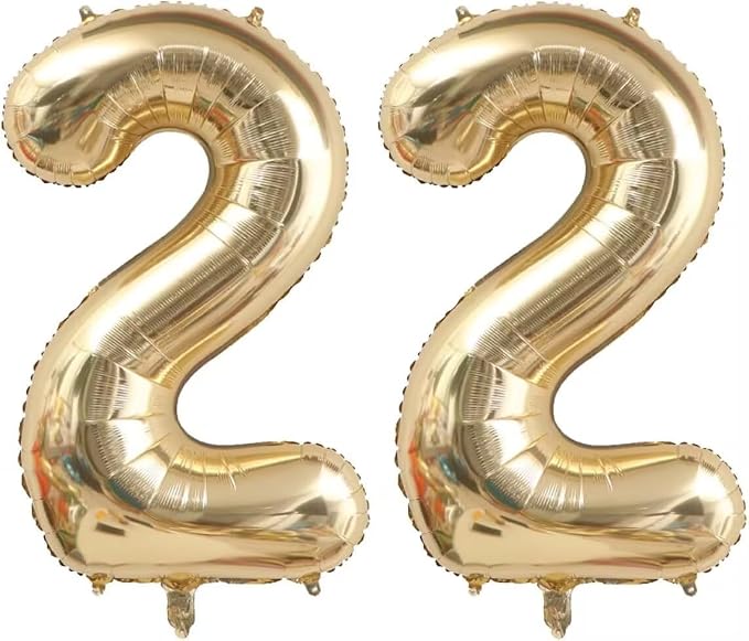 22 Birthday Balloon Number, 40 Inch Light Gold Number 22 Balloon, Foil Large by Unknown