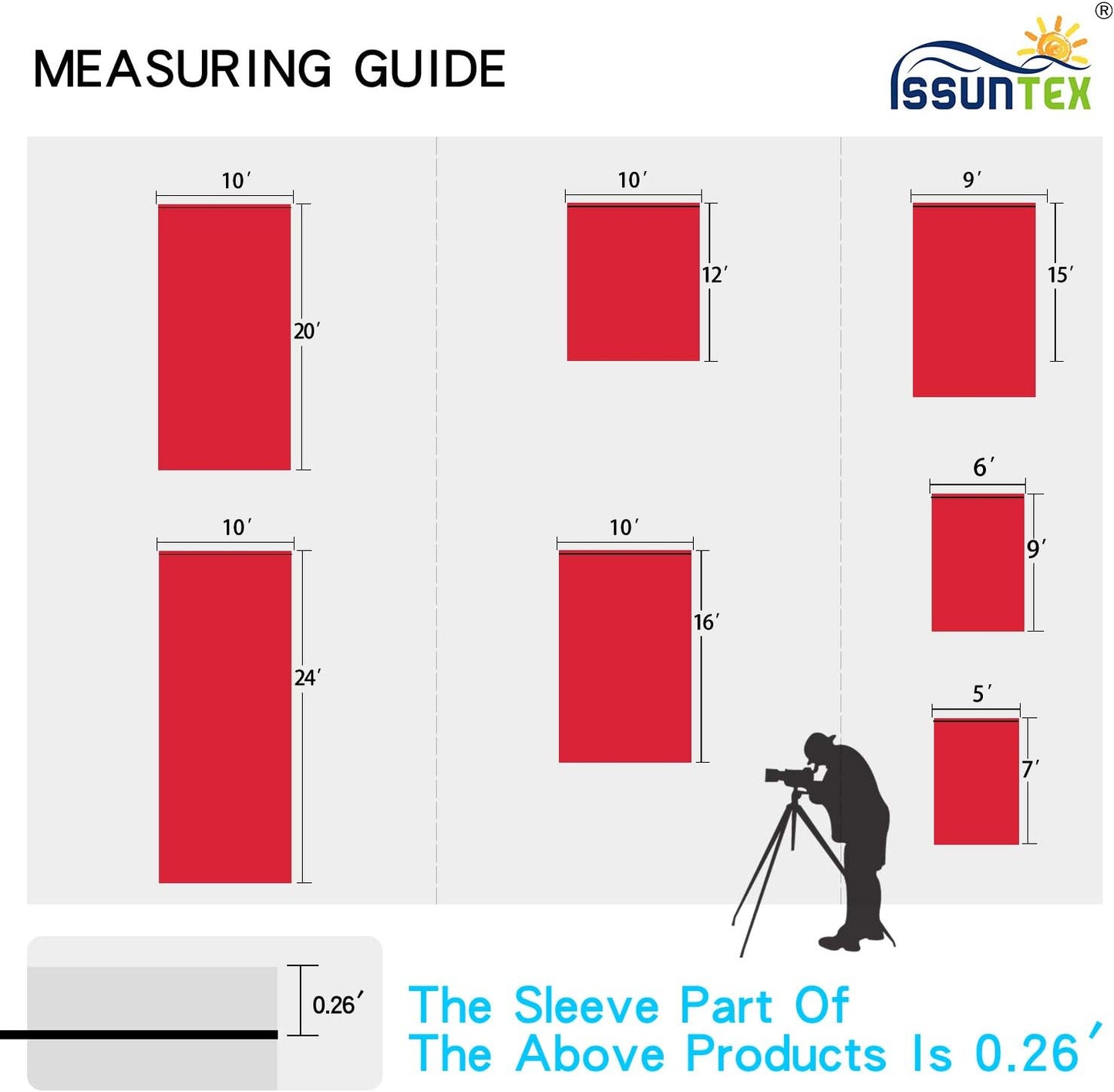 ISSUNTEX 10X16 ft Background Muslin Backdrop, Photo Studio, Collapsible High Density Screen for Video Photography and Television-Red