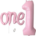 Upgraded Thickened 2Pcs Matte Pink 40" Number 1 and 26" Letter One Balloons | by WEILINZHOU