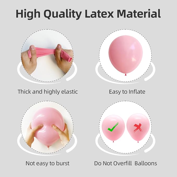 Pink Balloons 135pcs Different Sizes 18 12 10 5 Inch Pink Balloon Arch Kit - Image 3